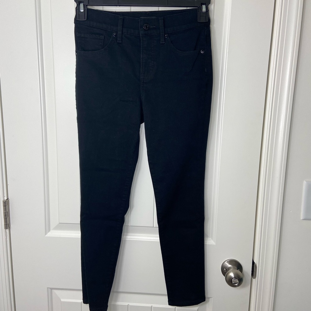 NWOT Express women’s solid black‎ skinny mid rise stretch denim jeans pants 0